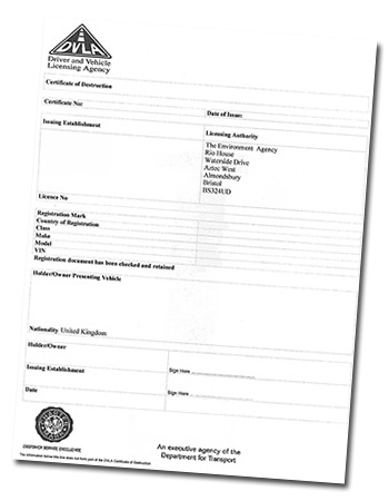 Certificate of destruction